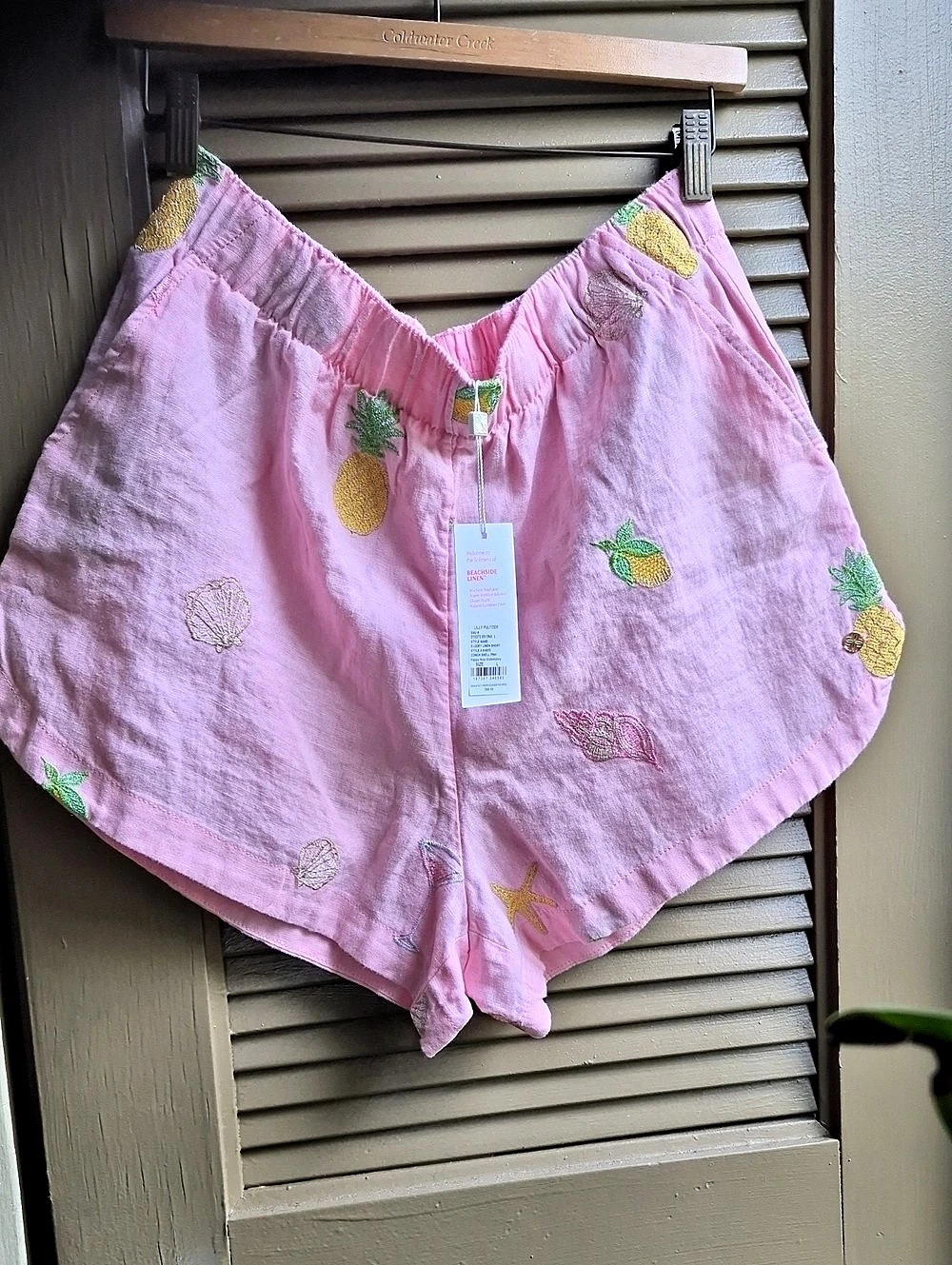 Lilly Pulitzer Beachside Linen Short Linen Embroidered Shorts in Pink XL NWT